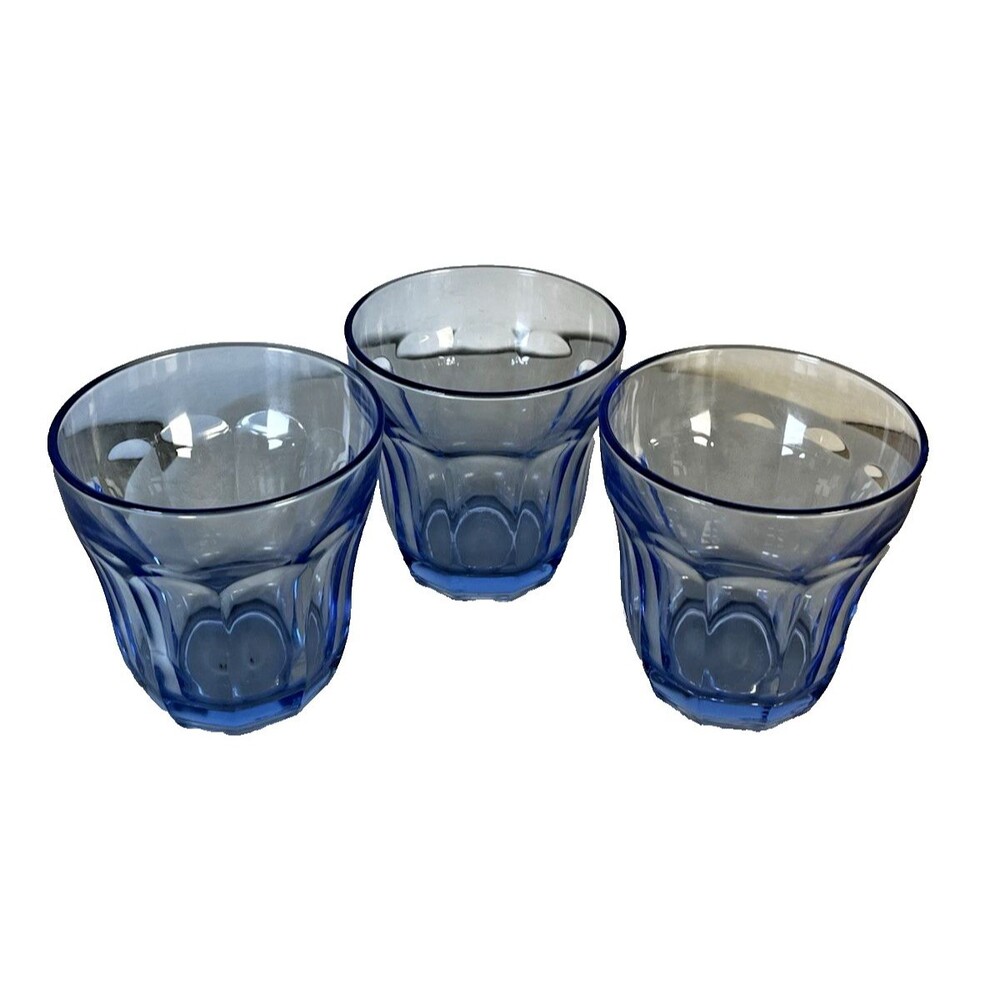 3 Pasabahce Ice Blue Baroque 3.5" Tumblers or Old Fashioned  From Turkey EUC - Picture 6 of 7